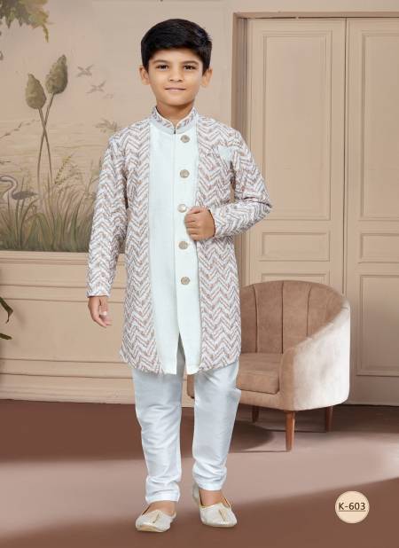 Off White And Mix Colour Kids Vol 4 Boys Wear Kurta Pajama And Indo Western Catalog K 603