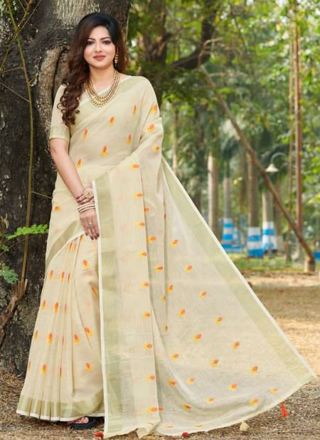 Off White Colour Anandi By Sangam 10038 To 10043 Printed Sarees Catalog 10042