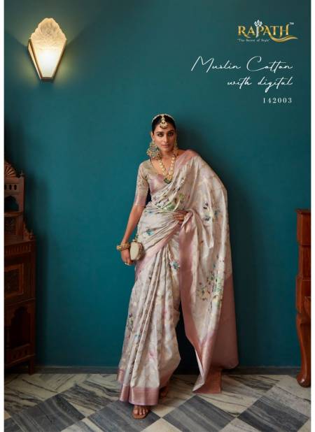 Off White Colour Fiona Silk By Rajpath Silk Saree Catalog 142003