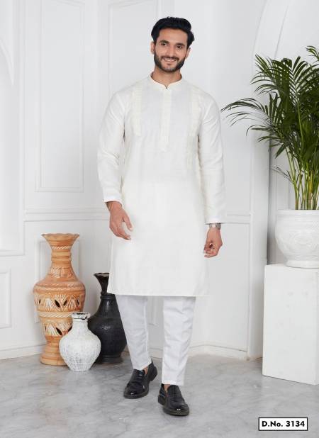Off White Colour Function Mens Wear Pintux Designer Kurta Pajama Wholesale Price In Surat 3134