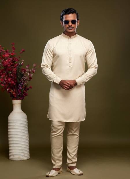 Off White Colour Function wear Stylish Mens Kurta Pajama Catalog 2498