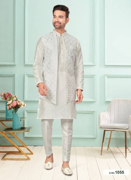 Off White Colour GS Fashion Wedding Wear Mens Designer Modi Jacket Kurta Pajama Wholesale Online 1055