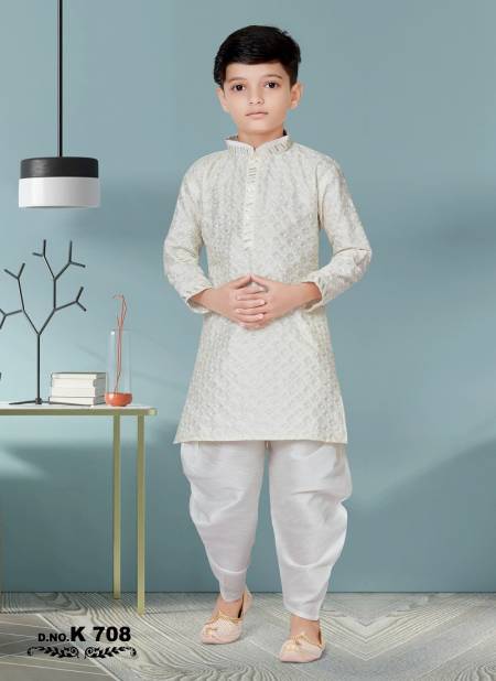 Off White Colour Kids Party Wear Kurta Pajama Catalog K-708