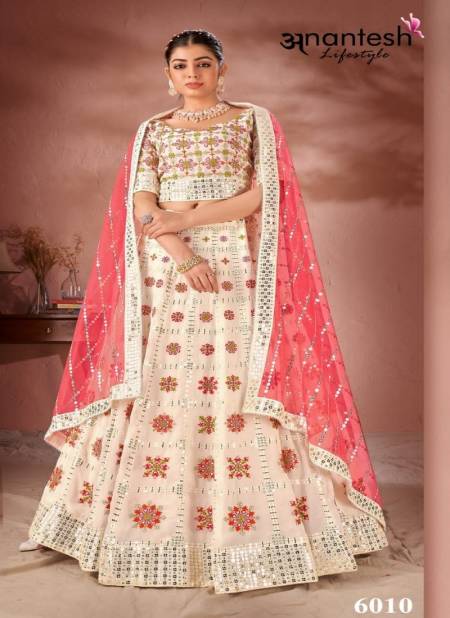 Off White Colour Maharani Vol 2 By Anantesh Georgette Wedding Wear Lehenga Choli Catalog 6010