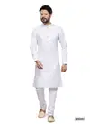 Mens Wear Soft Plain Art Silk Kurta Pajama Wholesale Online
