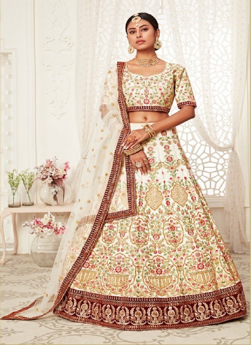 Off White Colour Neo Traditionl Vol 2 By Zeel Clothing Wedding Lehenga Choli Orders In India 7705