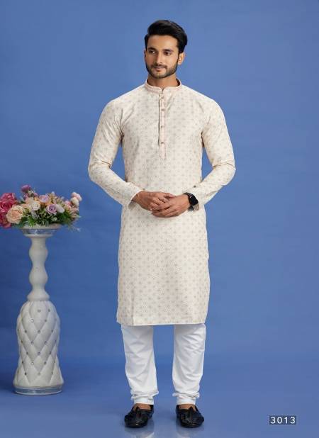Off White Colour Party Mens Wear Pintux Stright Kurta Pajama Wholesale Online 3013