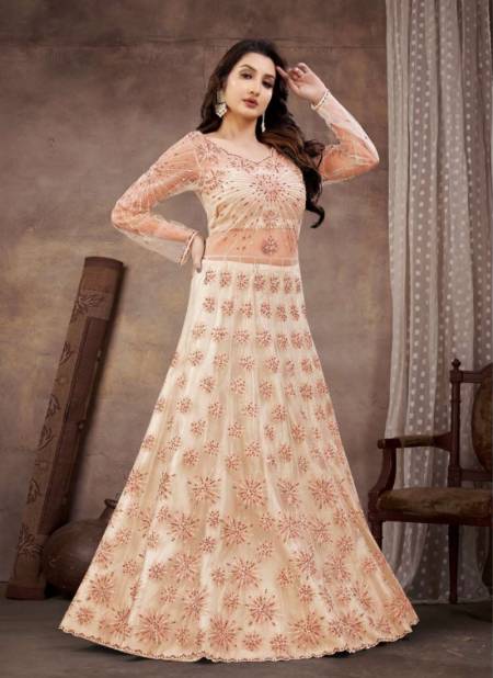 Off White Colour Raazi Nirja By Raama Fashions Gown Catalog 10063