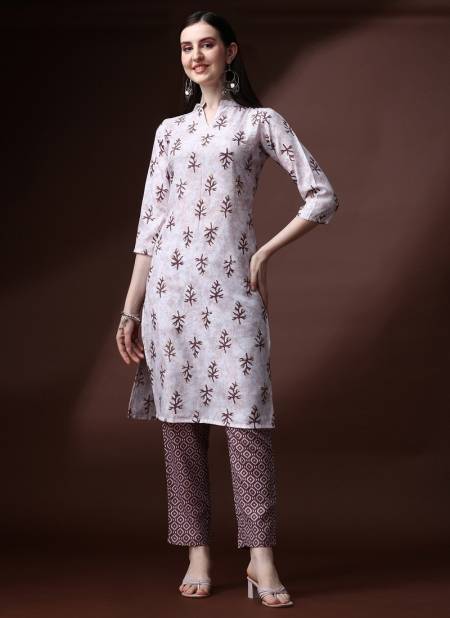 Off White Colour Raisin Magic Rayon Daily Wear Designer Kurti With Bottom Catalog OLSET0017