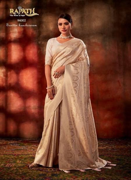 Off White Colour Stella Silk By Rajpath Kanjivaram Silk Designer Saree Catalog 94002