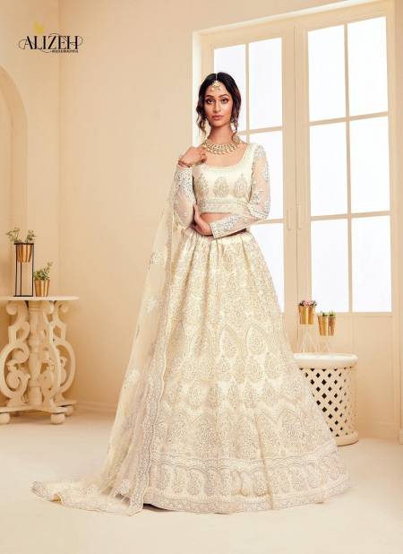 Off White Colour The White Bride By Alizeh Desginer Wedding Lehenga Choli Wholesale Shop In Surat 1002-D