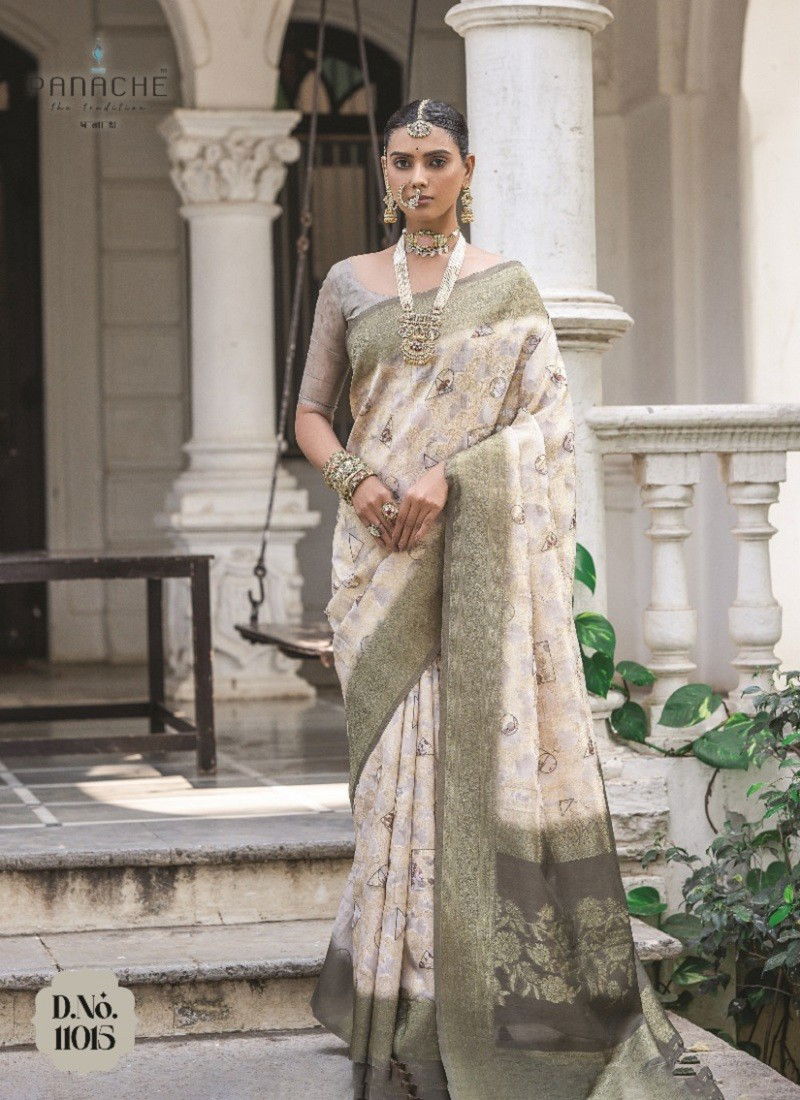 Off White Colour Zenisha By Bhumi Silk Daily Wear Saree Wholesale Shop In Surat 11015