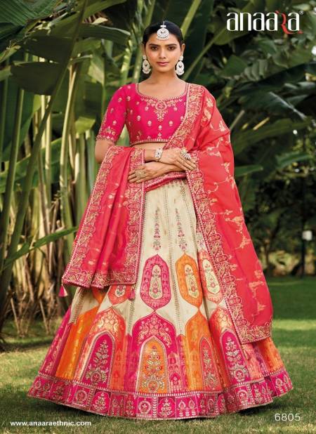 Off White Multi Colour Anaara 6800 Series By Tathastu Wedding Wear Designer Lehenga Choli Wholesale In India 6805