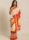 Off White and Red Bhagalpuri Saree 20