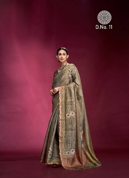 Olive Colour Dazzling By Kala Jamun Pure Tusser Wedding Wear Saree Wholesale In India 11