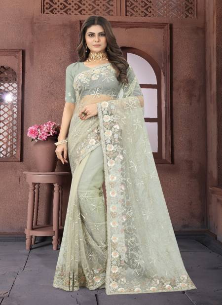 Olive Colour Gloster By Nari Fashion Party Wear Saree Catalog 6895