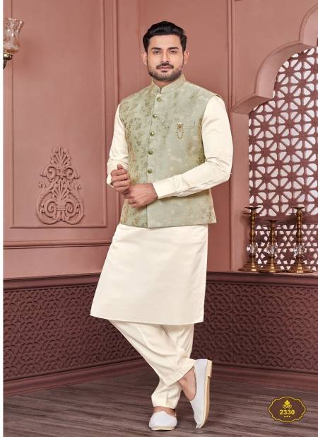Olive Colour Wedding Wear Mens Modi Jacket Kurta Pajama Wholesale Price In Surat 2330