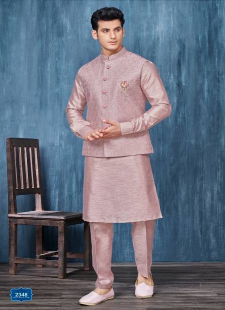 Onion Colour Function Wear Mens Modi Jacket Kurta Pajama Wholesale Market In Surat With Price 2348