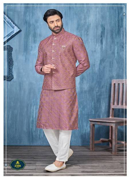 Onion Colour Occasion Wear Mens Modi Jacket Kurta Pajama Wholesale Market In Surat 2309