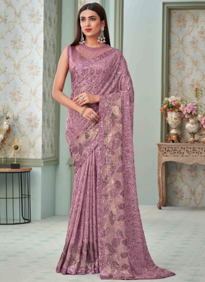 Onion Pink Colour Inaara Vol 4 Anmol Wholesale Party Wear Sarees Catalog 2405