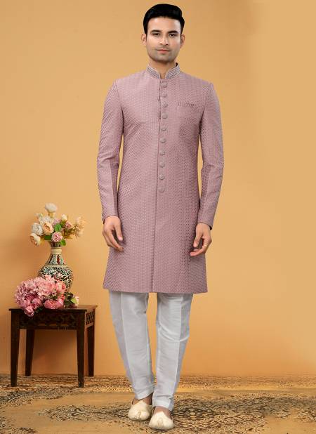 Onion Pink Colour Outluk Vol 111 Wholesale Mens Indo western Catalog 111008