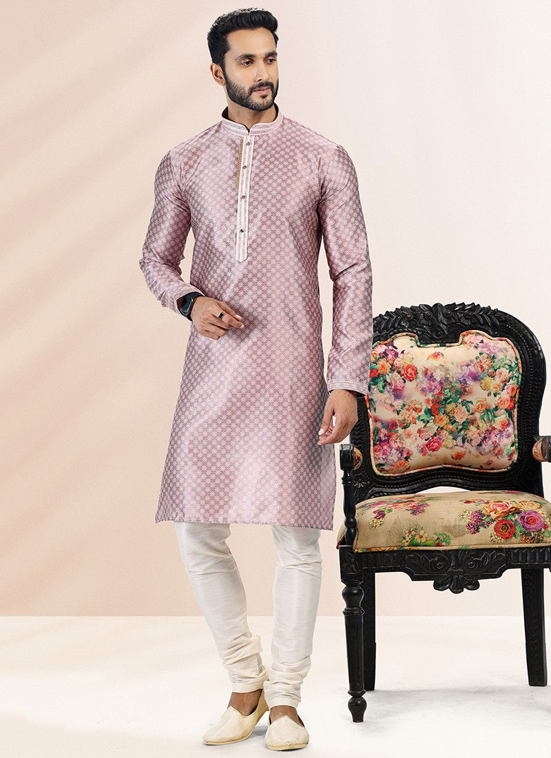 Onion Pink Festive Wear Wholesale Mens Kurta Pajama Catalog 2041