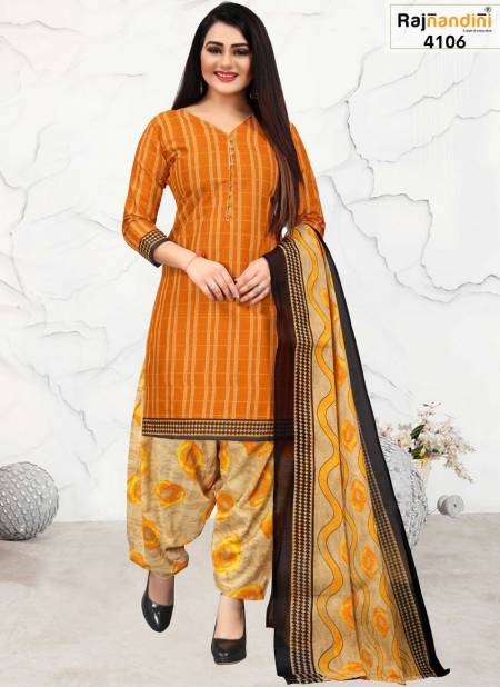 Orange And Beige Colour Mohini Cotton Dress Material Catalog 4106