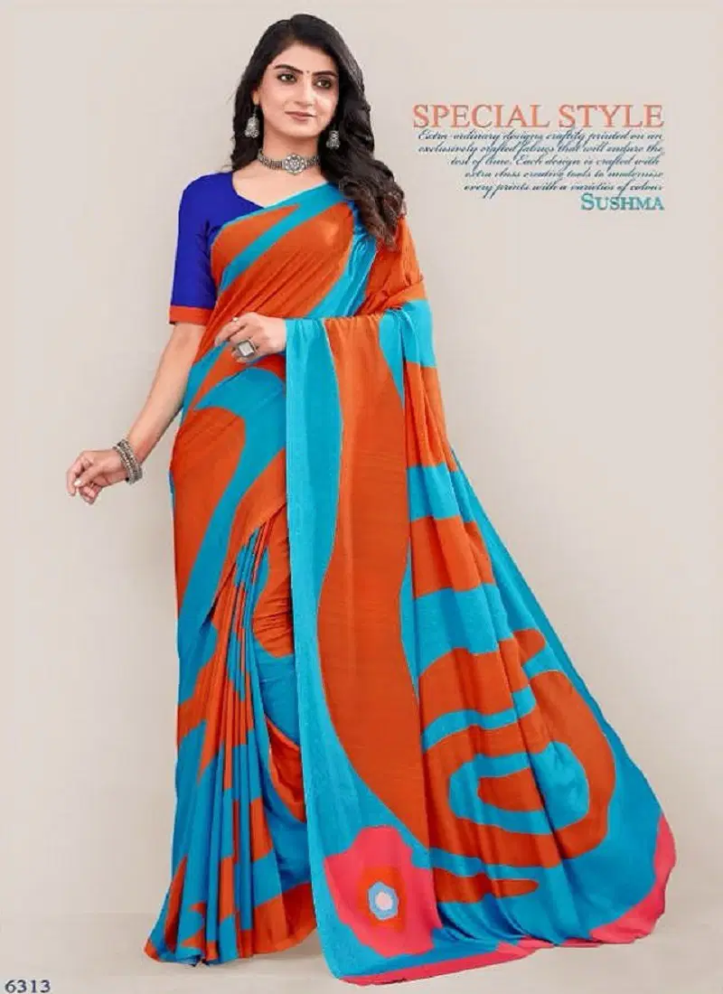 Modern Classy By Sushma Digital Printed Crape Saree Surat Wholesale Market