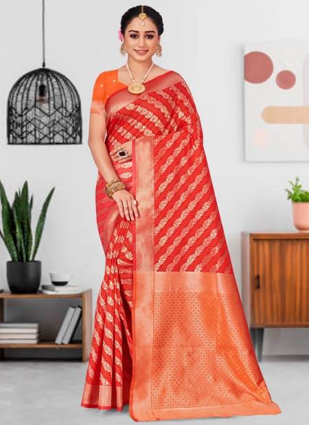 Orange And Red Colour Lajwanti Festive Wear Wholesale Printed Sarees 2729