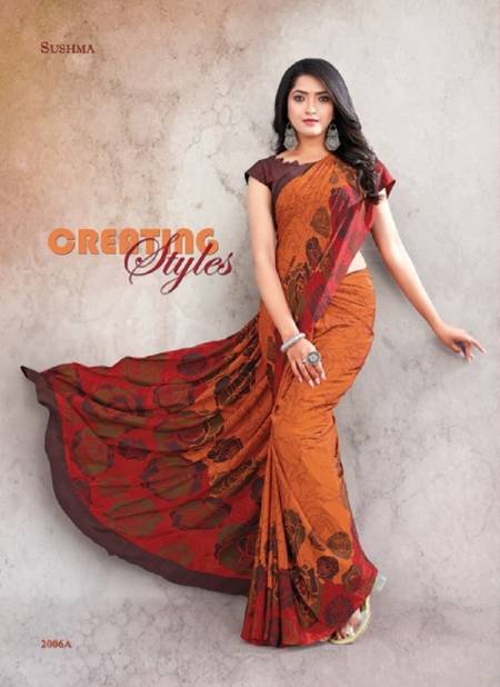 Orange And Red Colour Modern Insight Vol 2 By Sushma Printed Saree Catalog 2006 A