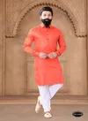 Orange Colour 1632 Wedding Mens Wear Stright Kurta Pajama Wholesale Shop In Surat 1632-KS 2438