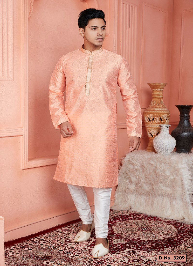 Orange Colour 1659 Function Wear Mens Indo Western Surat Wholesale Market 3209