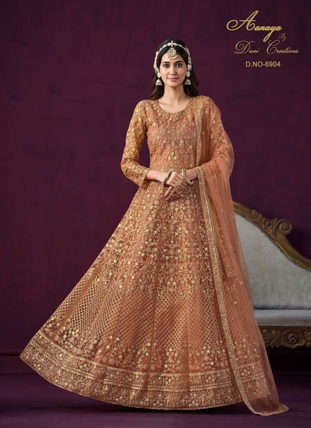 Orange Colour Aanaya Vol 169 By Twisha Net Gown With Dupatta Catalog 6904 Catalog