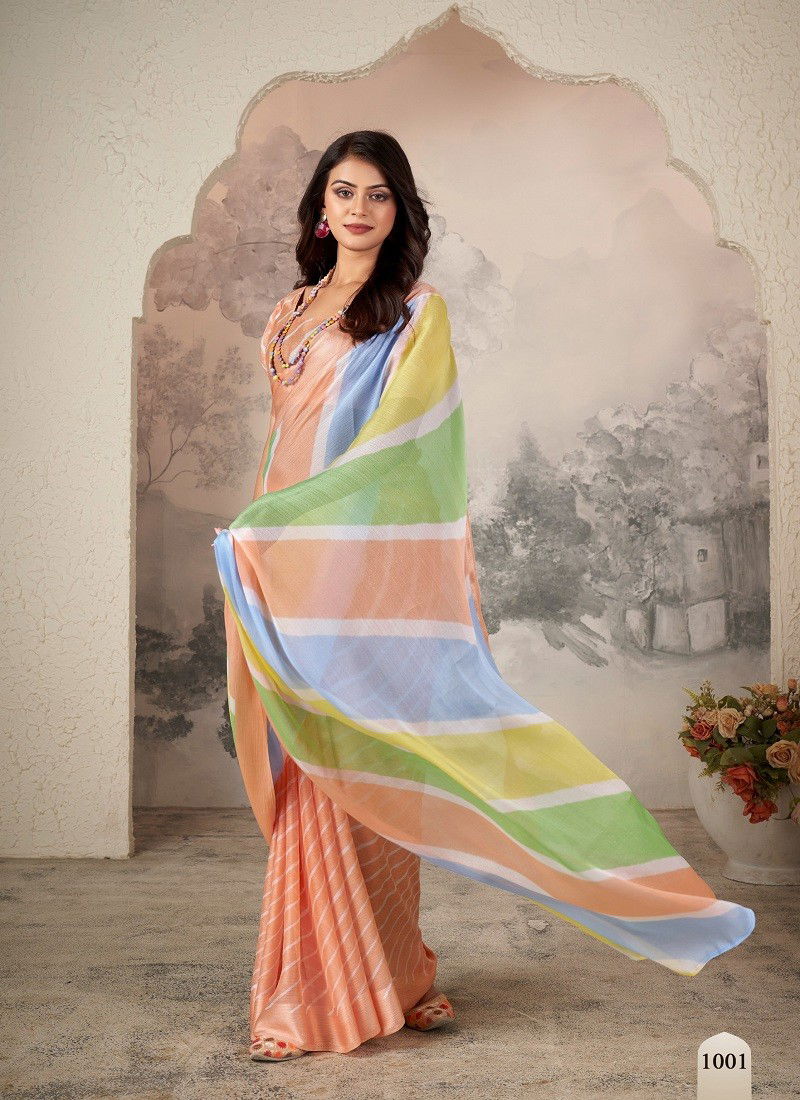 Orange Colour Aavi By Dhaga Pure Jari Chiffon Daily Wear Saree Wholesalers In Delhi 1001