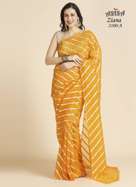 Orange Colour Asisa Organza Chiffon Daily Wear Saree Orders In India Ziana-2100-A