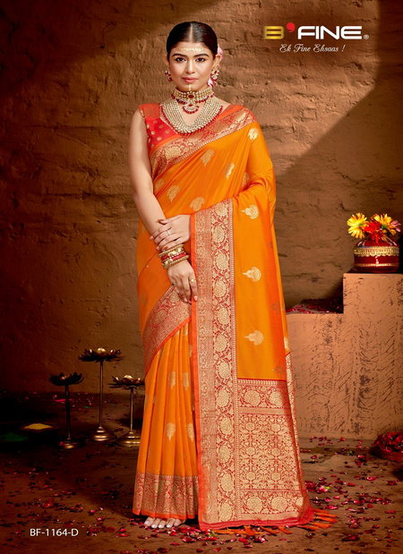 Orange Colour B Fine Sirohi Silk Wedding Wear Saree Wholesale Market In Surat With Price BF-1164-D