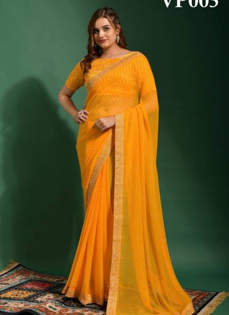 Orange Colour Bandhani By Fashion Berry Designer Saree Catalog 5
