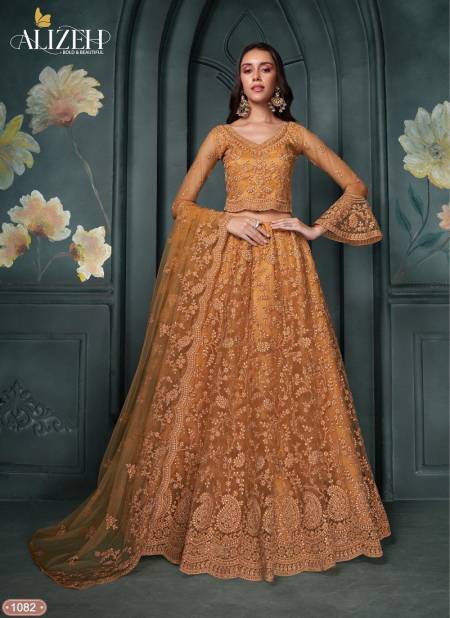 Orange Colour Bridal Heritage Vol 5 By Alizeh Party Wear Net Lehenga Choli Wholesale Online 1082