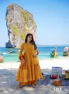 Orange Colour Clora vol 3 By Lucaya Pure Muslin Printed Designer Kurti With Bottom Dupatta Wholesalers In India 303