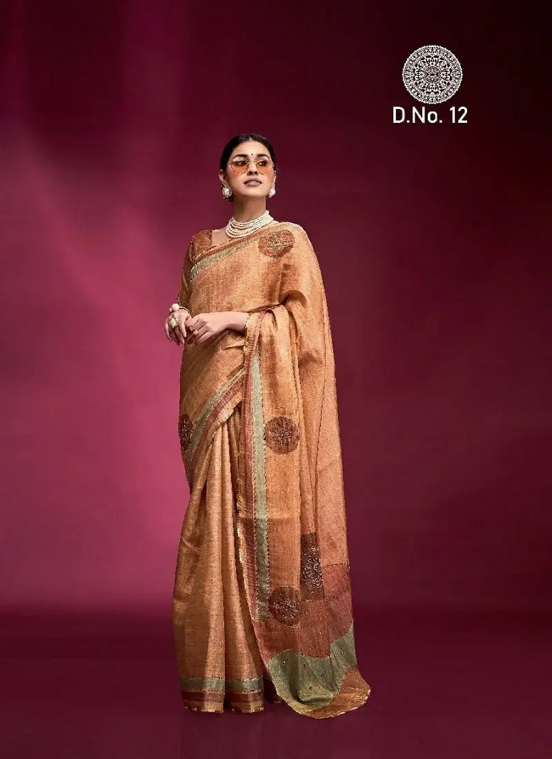 Orange Colour Dazzling By Kala Jamun Pure Tusser Wedding Wear Saree Wholesale In India 12