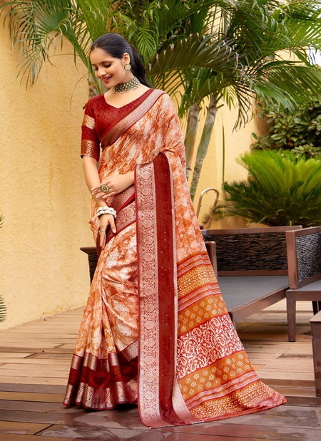 Orange Colour Dela By Sr Silk Daily Wear Wholesale Saree Suppliers In Mumbai 1006