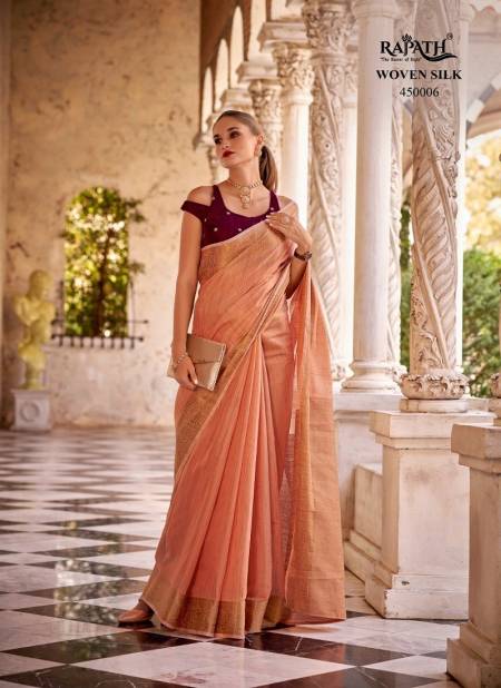 Orange Colour Delicate Silk By Rajpath Fancy Linen Wedding Sarees Wholesale Price In Surat 450006