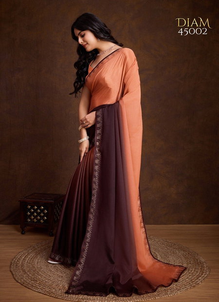 Orange Colour Diam By Sethnic Shaded Chinnon Saree Wholesale Market In Surat 45002