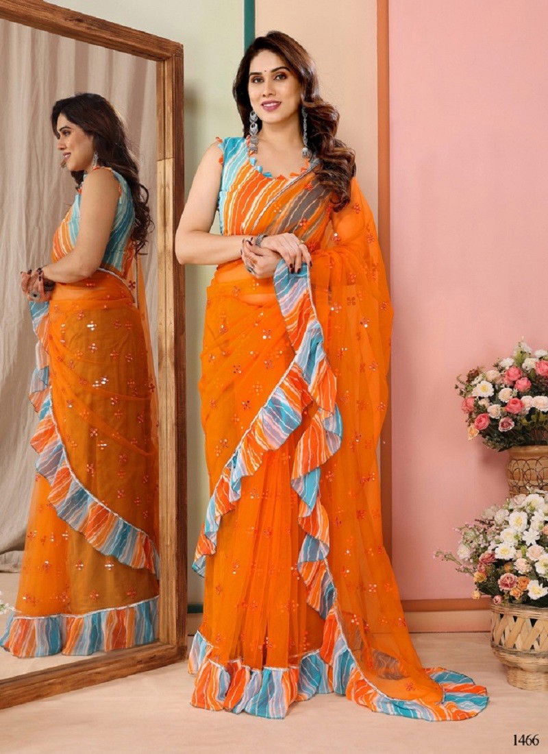 Orange Colour Dyuti Vol 4 By S Walk Designer Saree Wholesale Market In Surat 1666