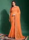 Orange Colour Fancy Wear Wholesale Georgette Sarees 4297