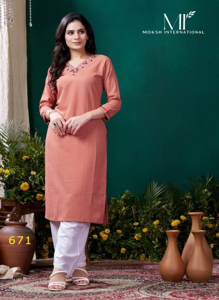 Orange Colour Giva Vol 1 By Moksh Maaza Cotton Handwork With Pocket Kurti Wholesale Online 671