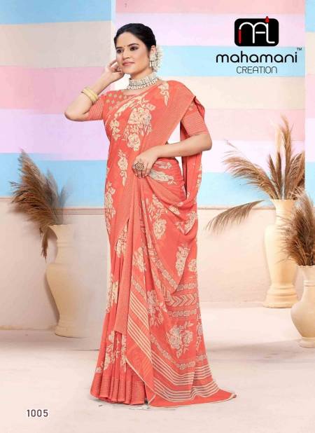 Orange Colour Jaya Vol 2 By Mahamani Creation Printed Saree Wholesalers Suppliers In Mumbai 1005