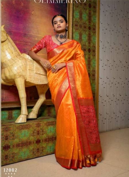 Orange Colour Kalakruti By Kira Ivary Exclusive Designer Saree Catalog 12002