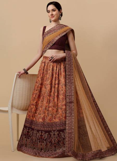 Orange Colour Kalamkari Lehenga Exclusive Wear Wholesale Designer Lehenga Catalog 1503