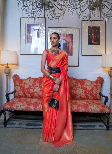 Orange Colour Kanyaatha Silk By Rajtex Wedding Sarees Catalog 301001